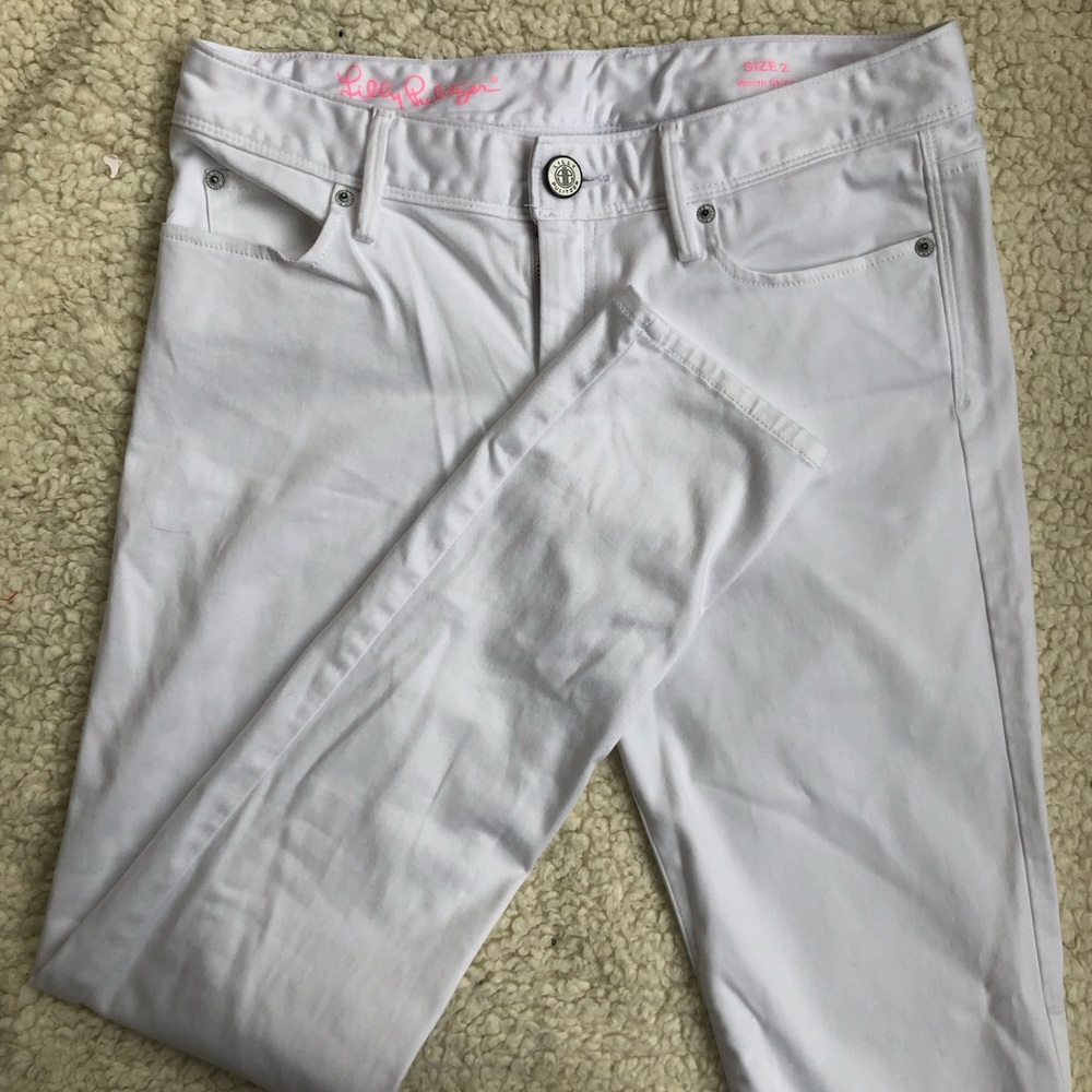 EUC Size 2 White Lilly Pulitzer skinny pants